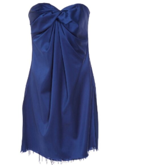Marina Moscone Cutaway Satin Twist Dress in Royal Blue sz 6 - Picture 2 of 6